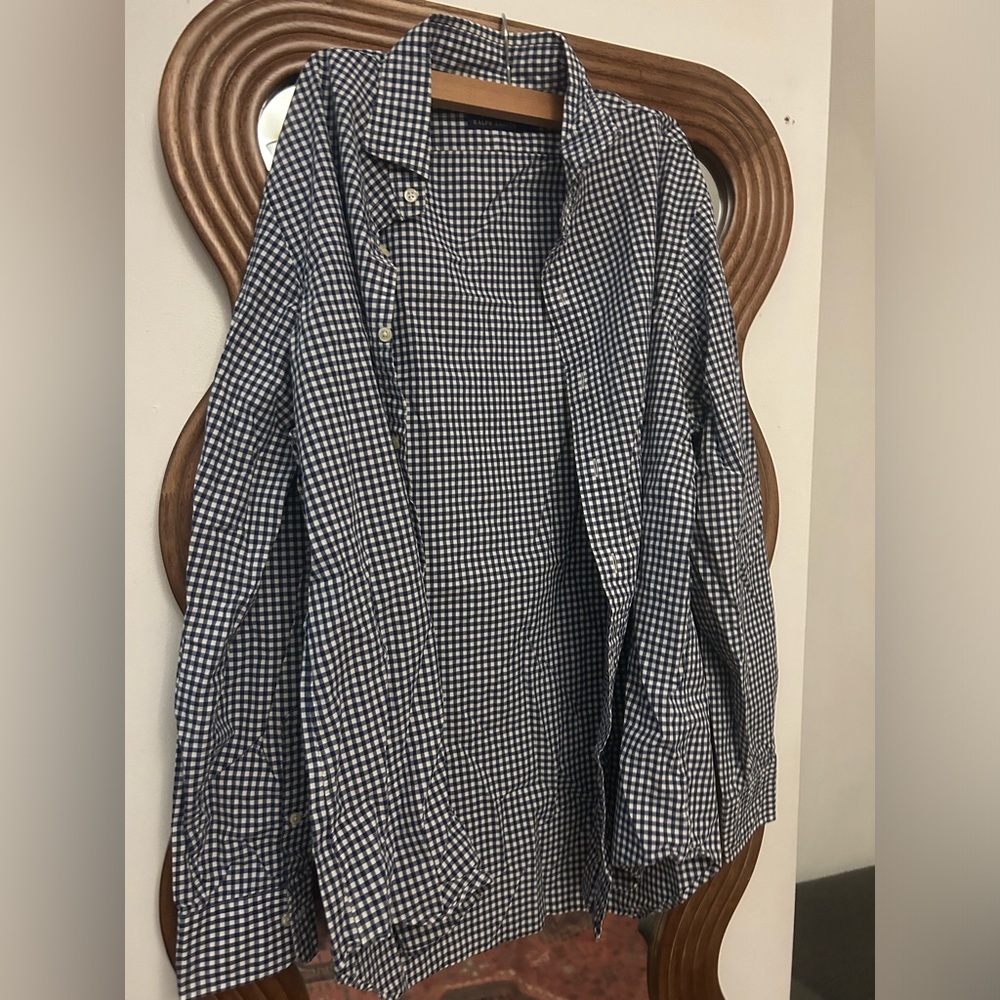 L polo Ralph Lauren navy gingham 100% cotton